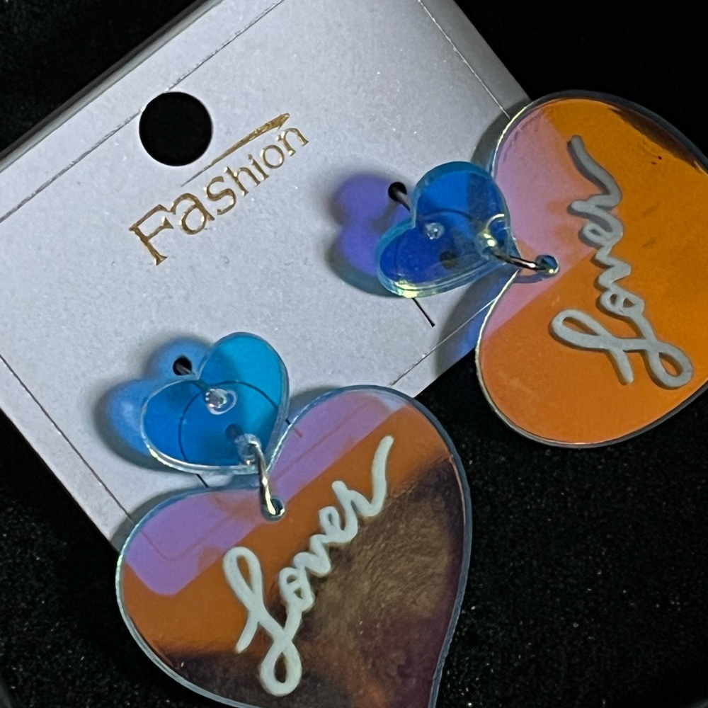 Heart Earrings - Blue and Orange